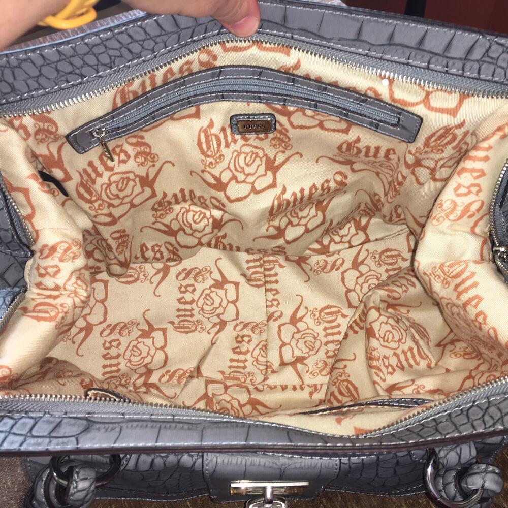 Guess Vintage Y2k Croc Embossed Leather Large Satchel… - Gem